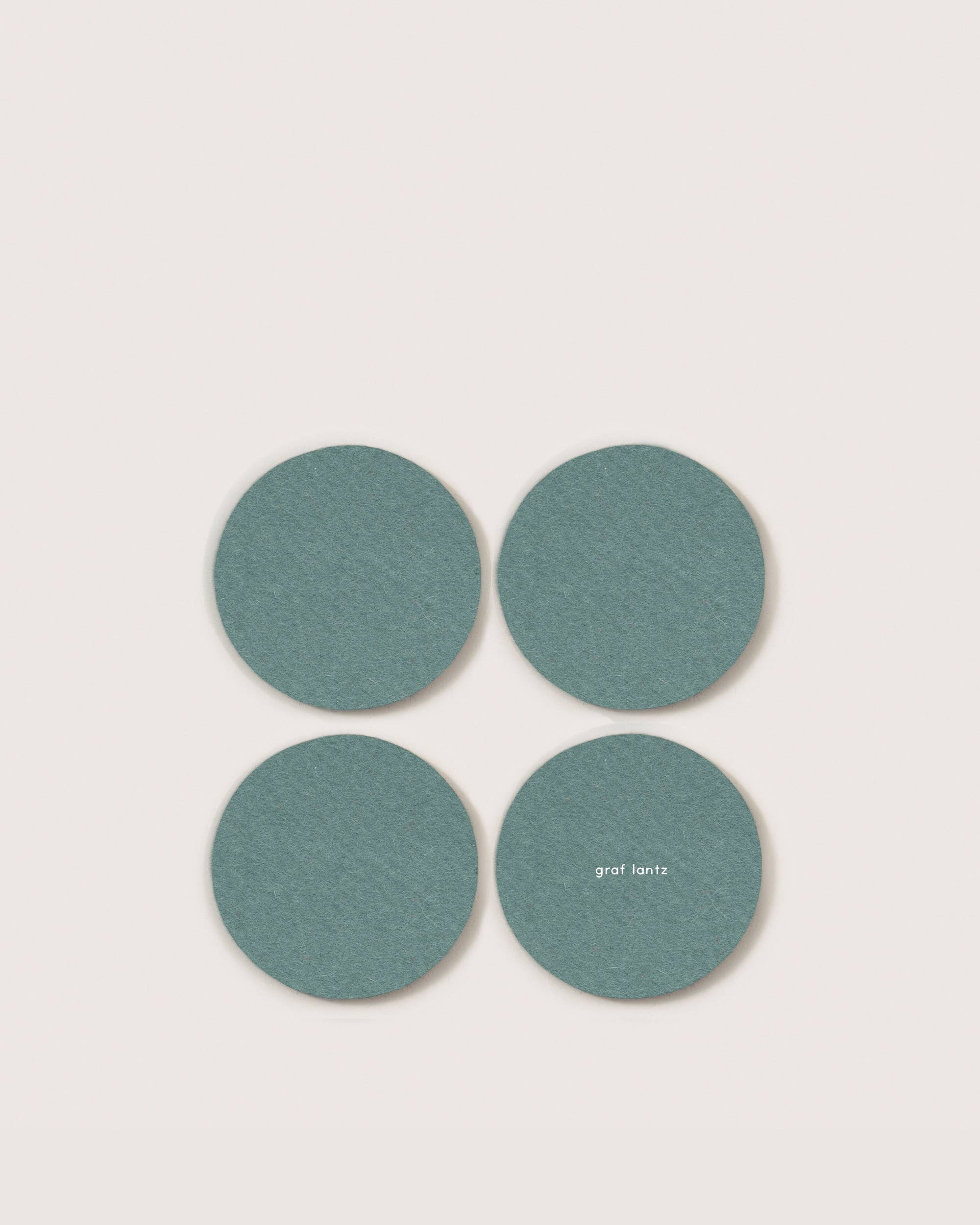 Bierfilzl Merino Wool Round Coaster Solid 4 Pack - Spruce