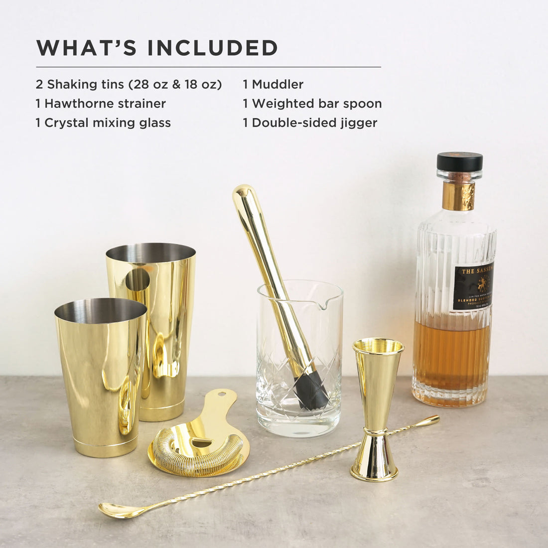 7-PIECE GOLD BARWARE SET