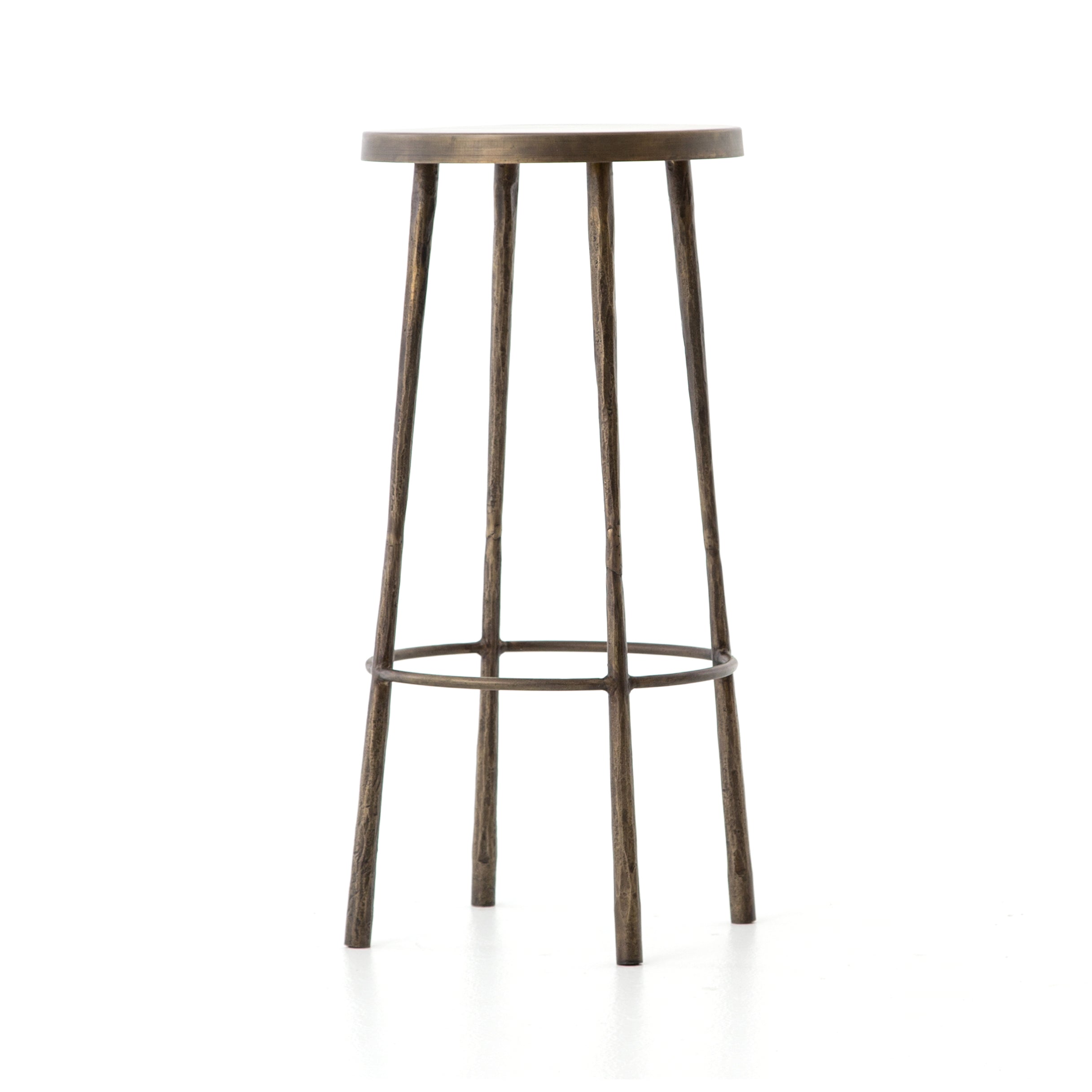 ANTIQUE BRASS IRON BAR + COUNTER STOOL
