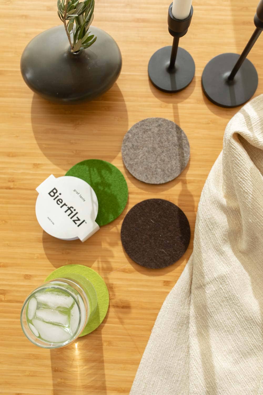 Bierfilzl Merino Wool Felt Round Coaster Multi 4 Pack