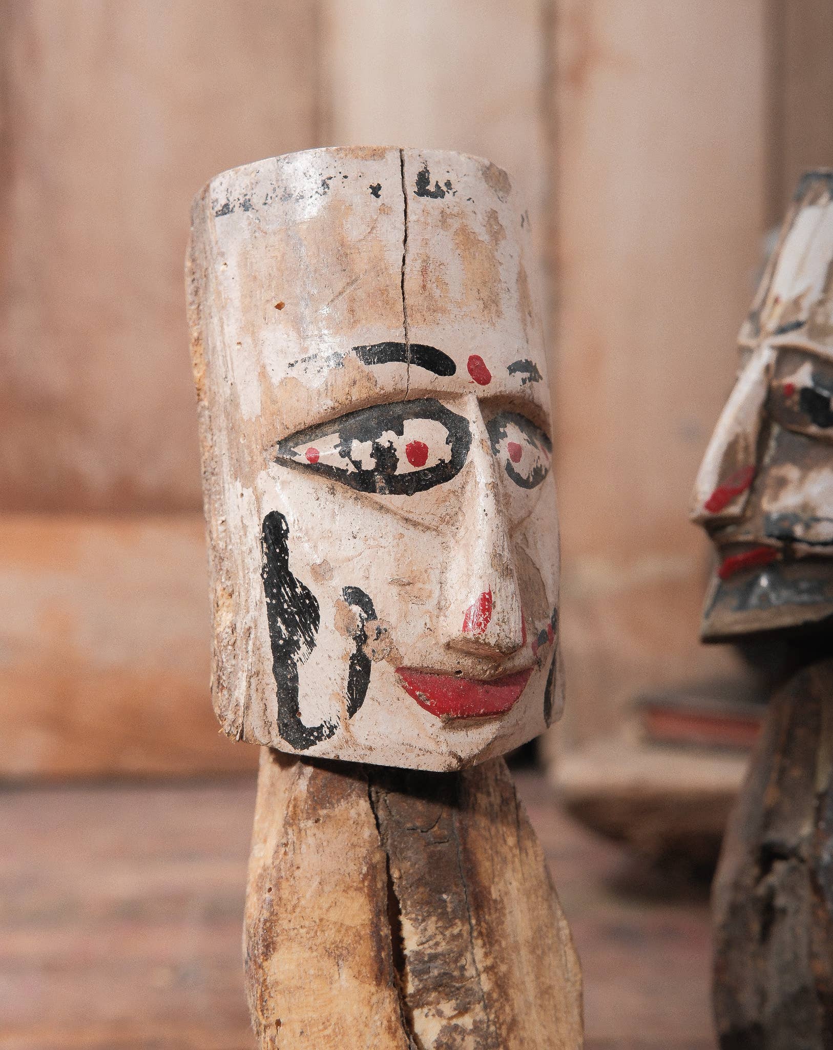 Vintage Hand Carved Wooden Figure | Folk Art Sculpture