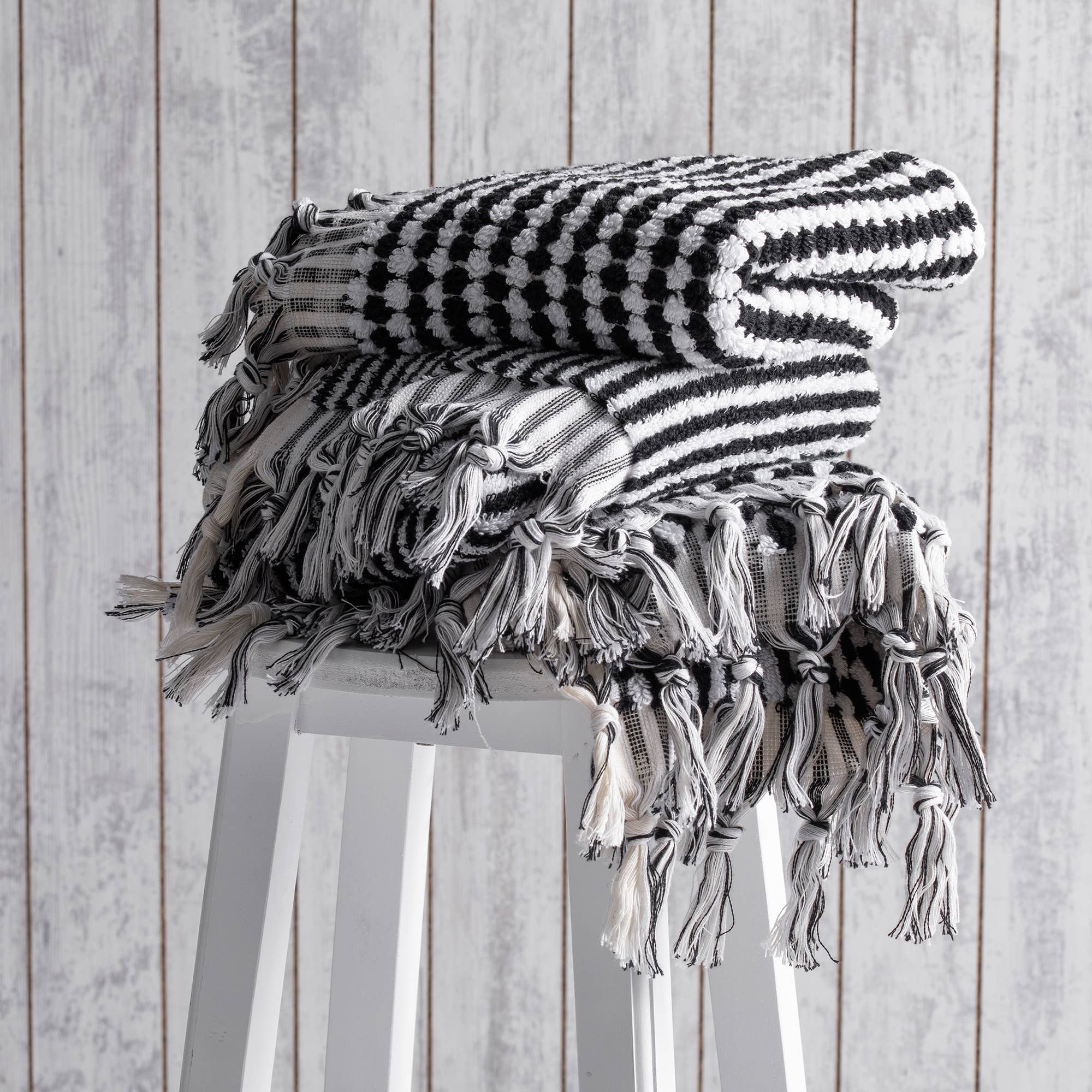 Stripe Bubble Handloomed Turkish Hand Towels 17x38" Bohemian