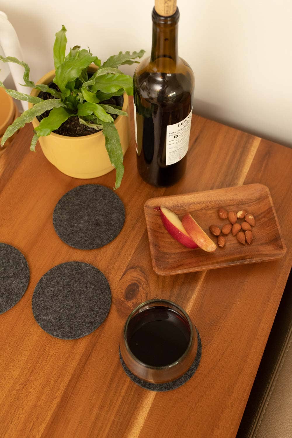 Bierfilzl Merino Wool Felt Round Coaster Solid 4 Pack