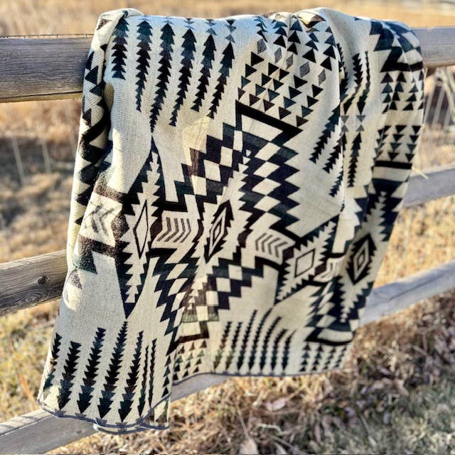 Southwest Alpaca Queen/Throw Blanket – Forest Reversible