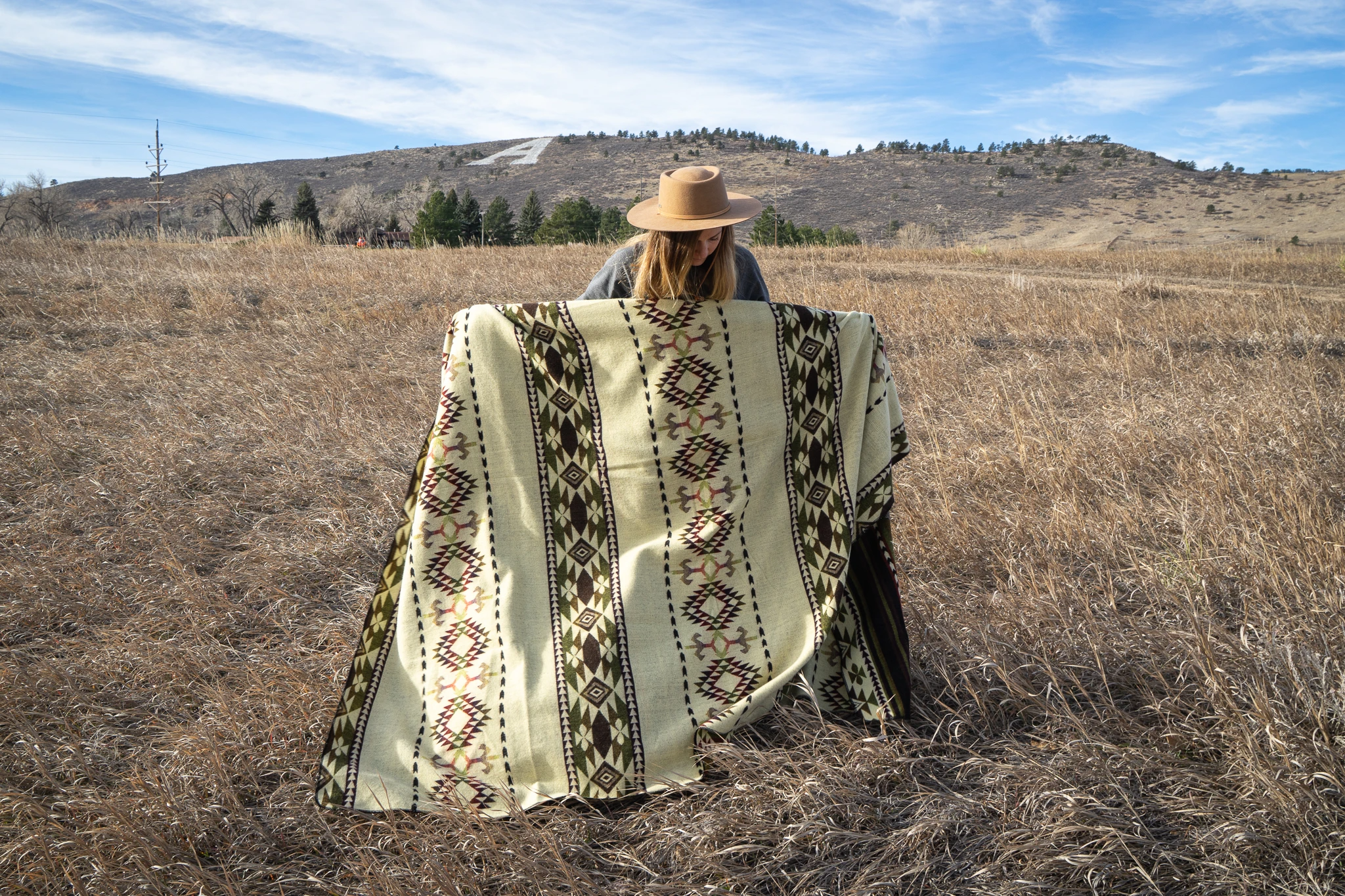 Andean Alpaca Wool Blanket - Cactus Green