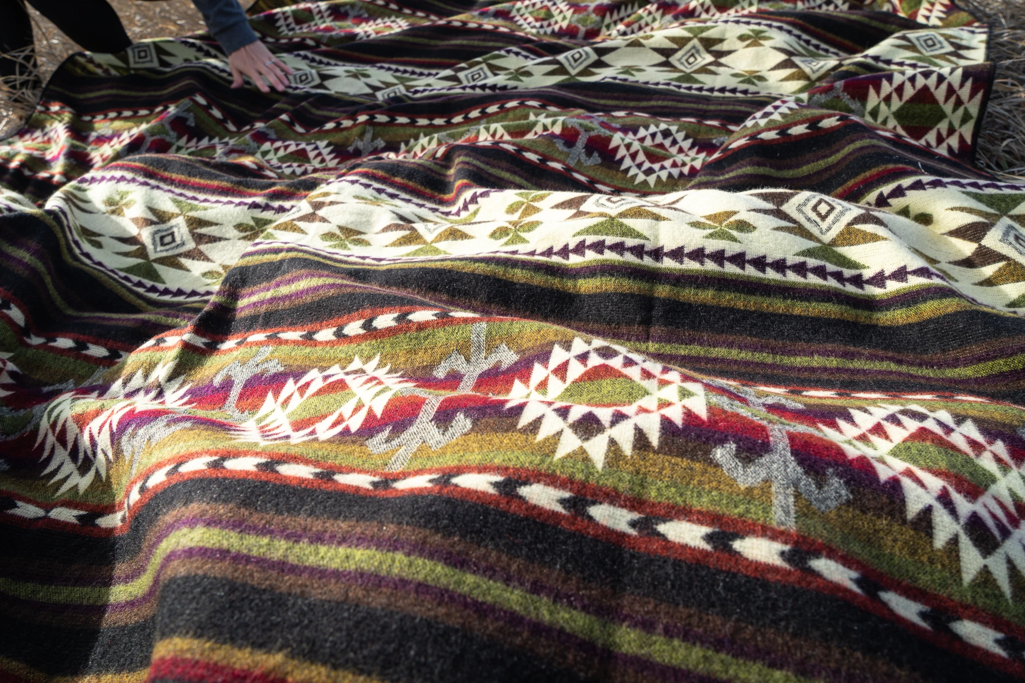 Andean Alpaca Wool Blanket - Cactus Green