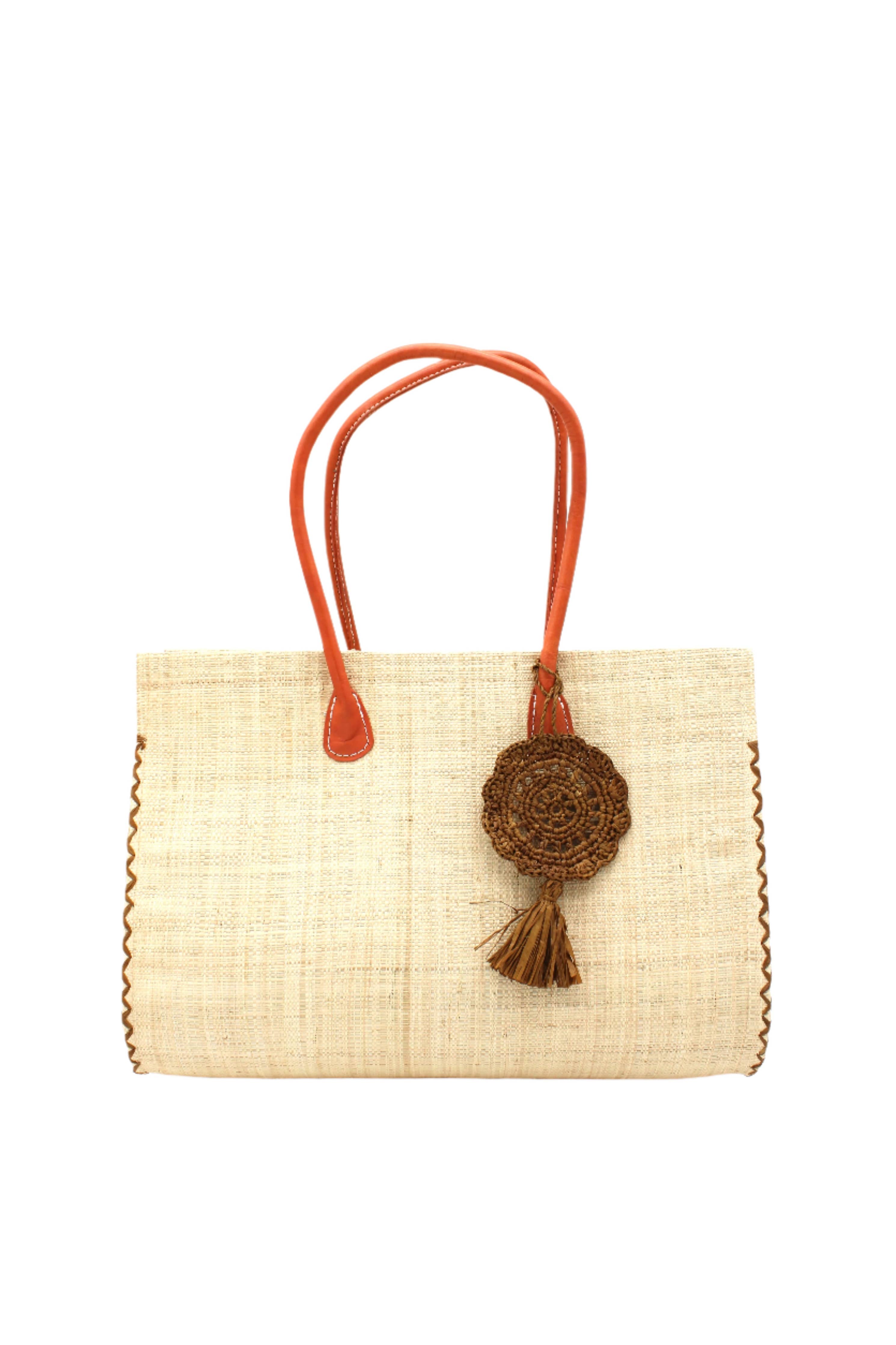 Monte Carlo Big Straw Beach Bag with Dreamcatcher Tassel