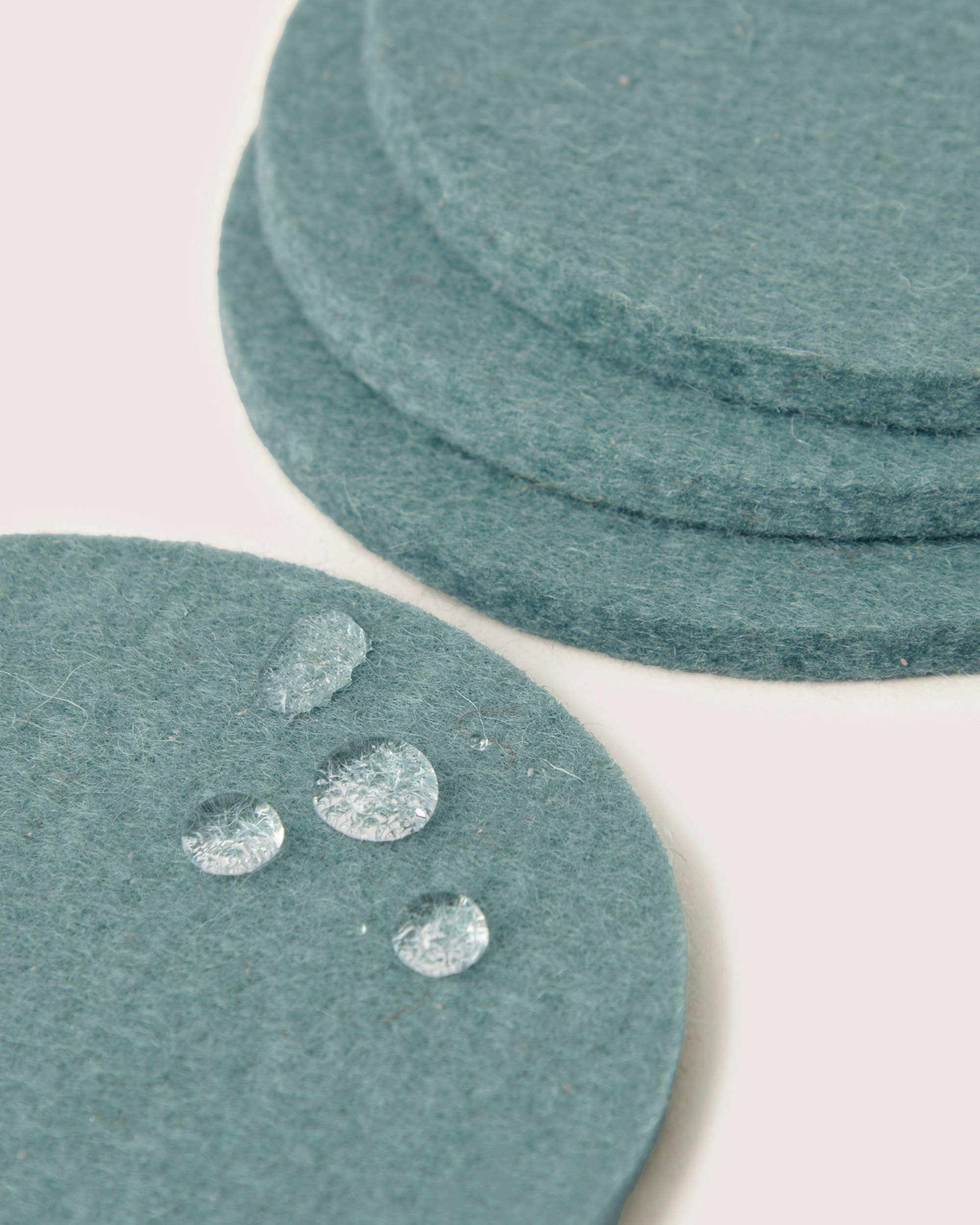 Bierfilzl Merino Wool Round Coaster Solid 4 Pack - Spruce