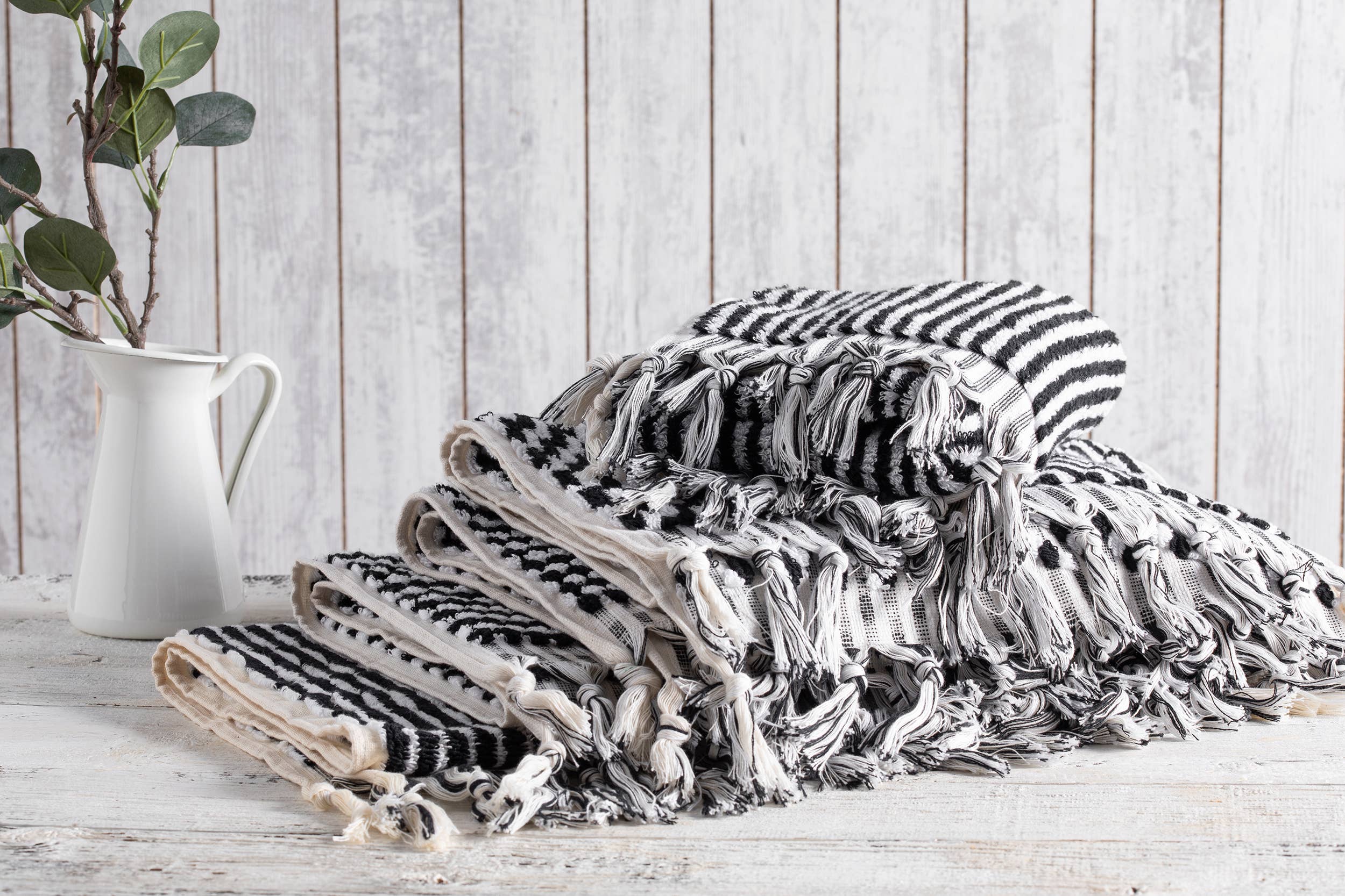 Stripe Bubble Handloomed Turkish Hand Towels 17x38" Bohemian