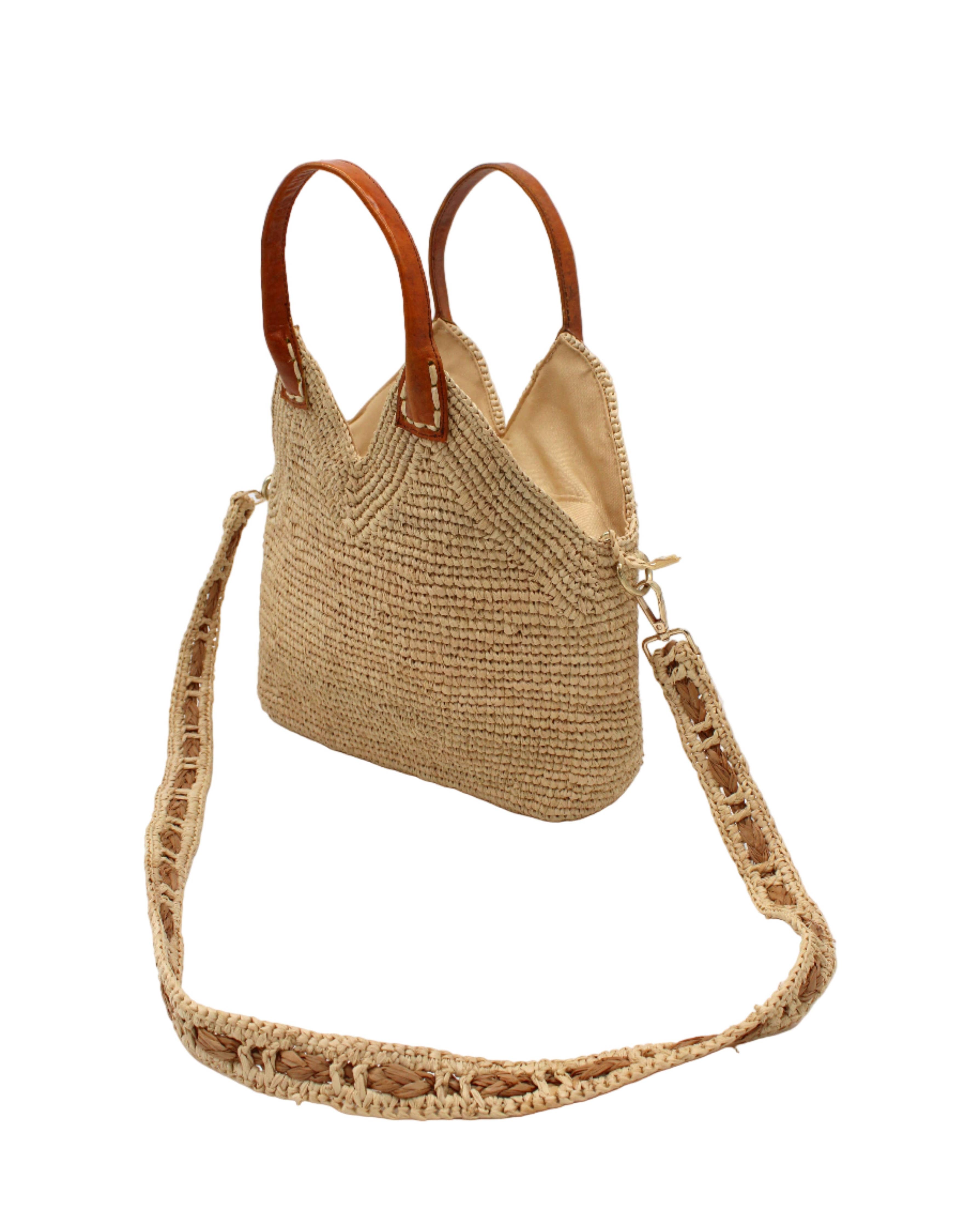 Victoria Crochet Straw Handbag Convertible Crossbody Bag