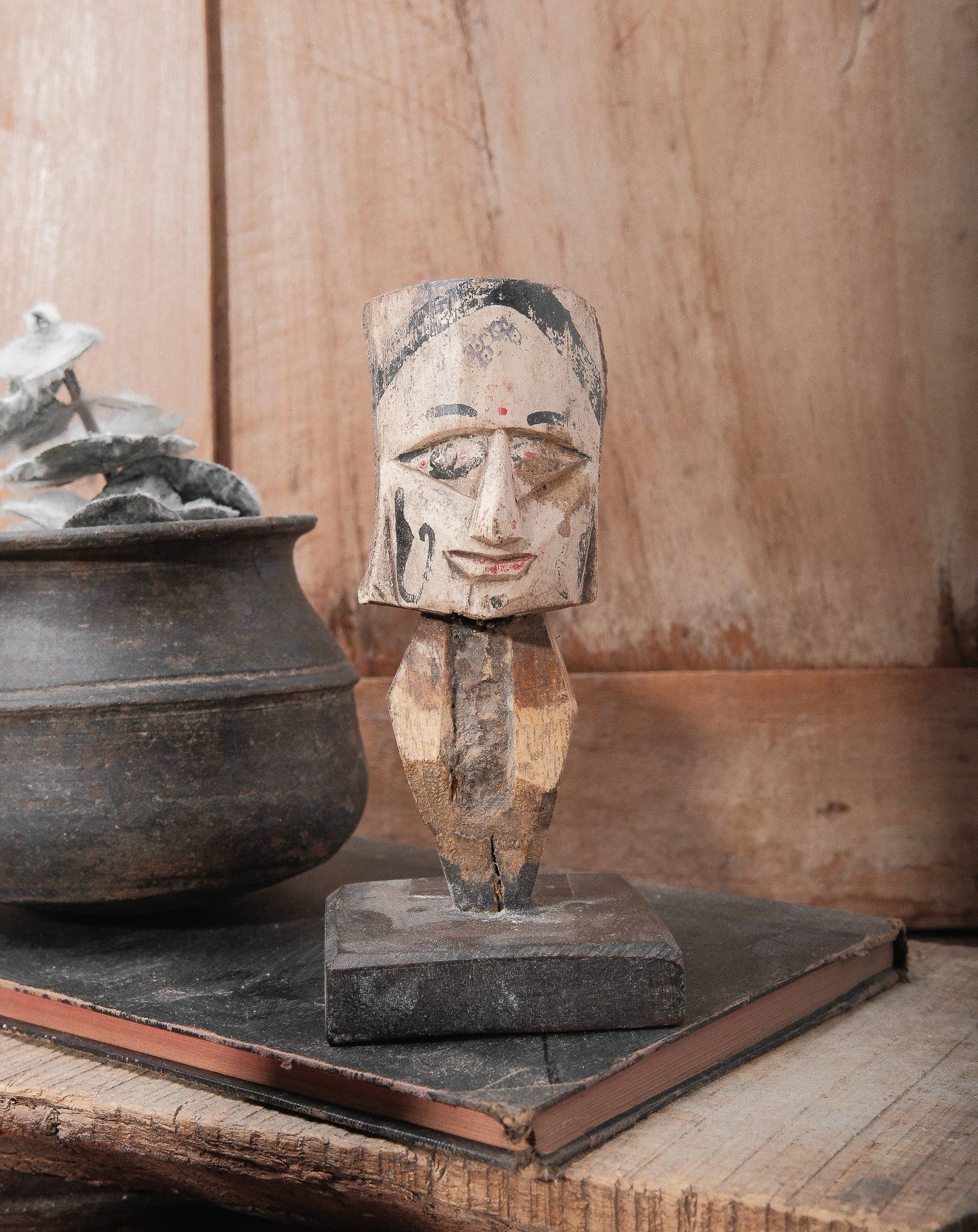 Vintage Hand Carved Wooden Figure | Folk Art Sculpture