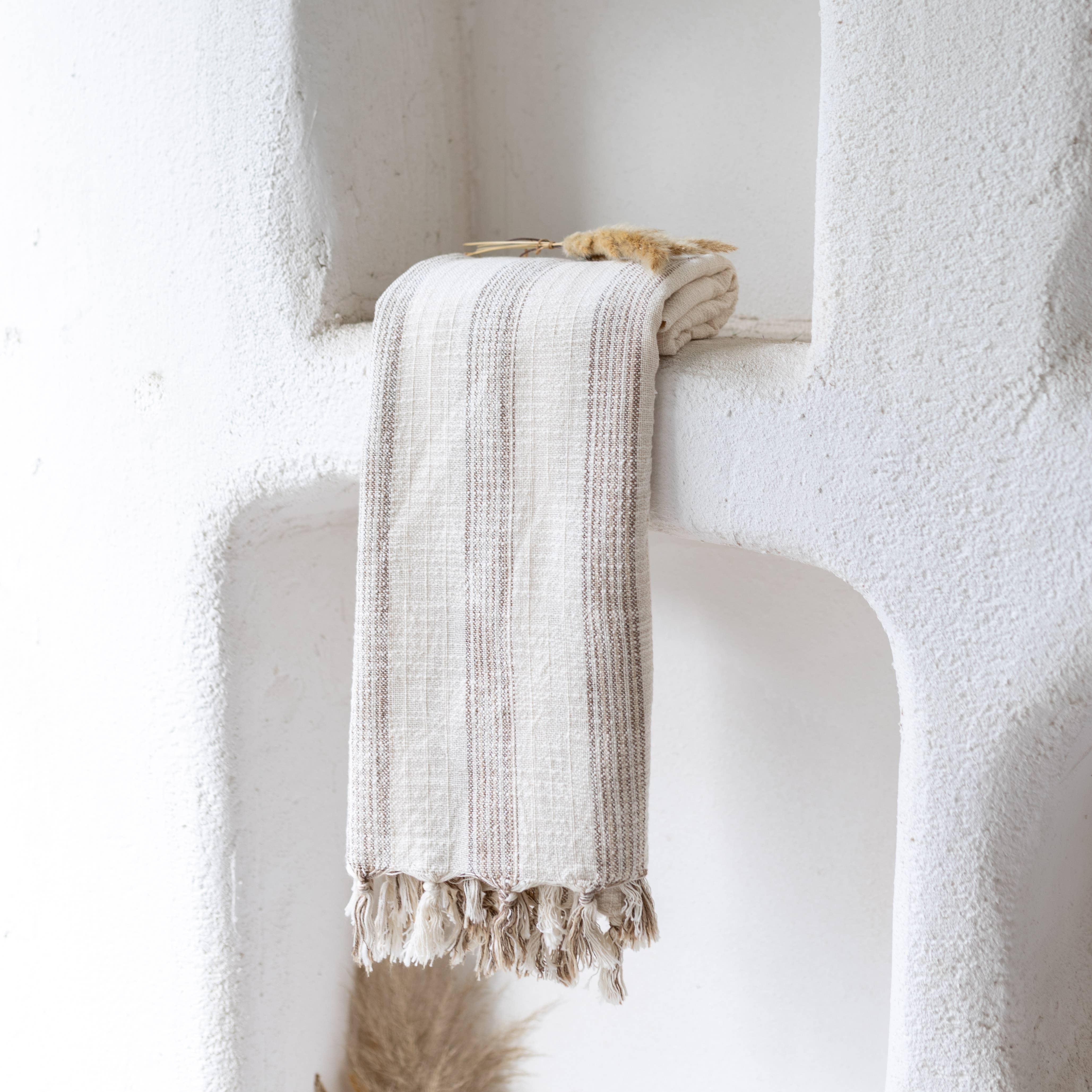 Turkish Bath & Beach Towel - Nautral & Ivory