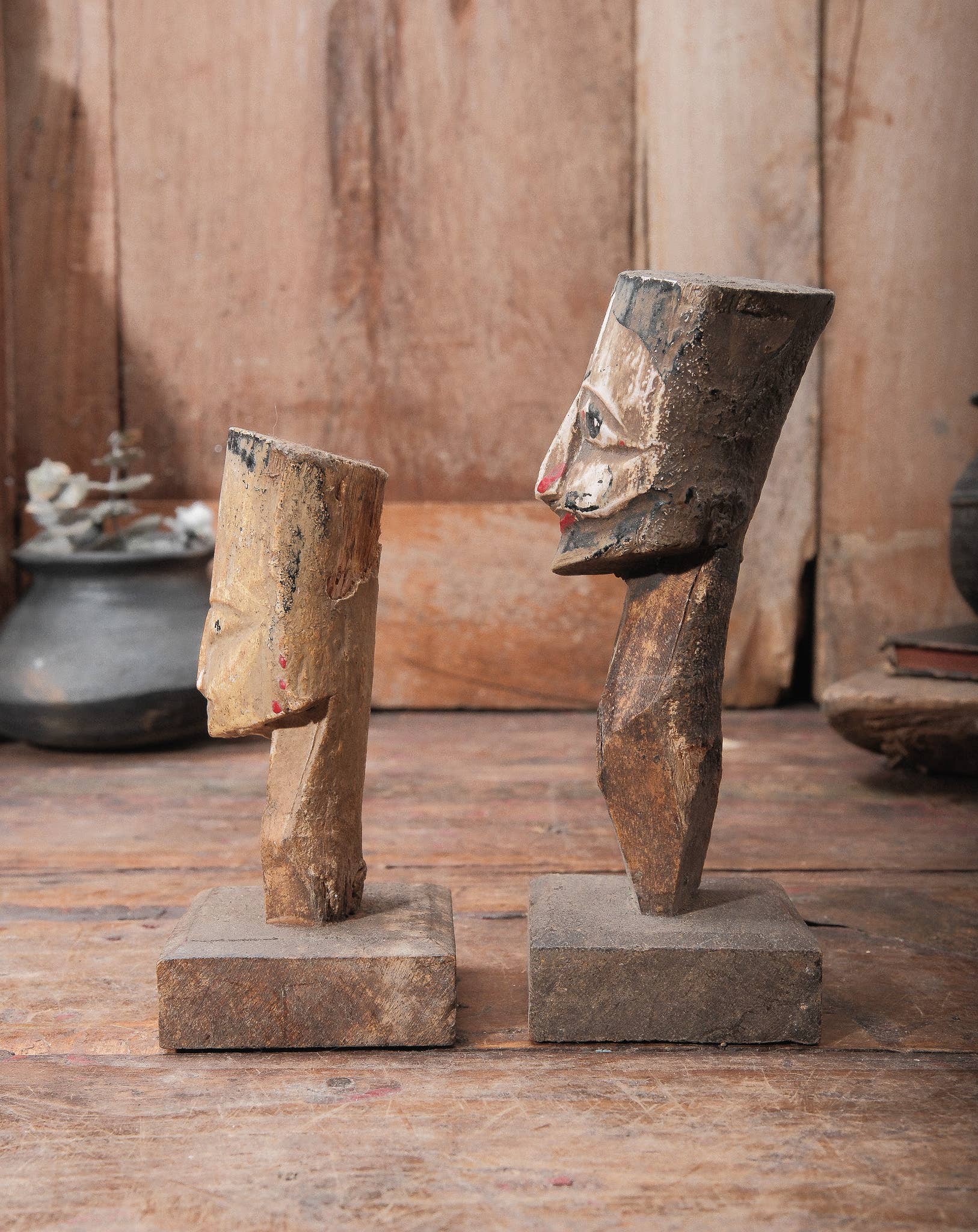 Vintage Hand Carved Wooden Figure | Folk Art Sculpture