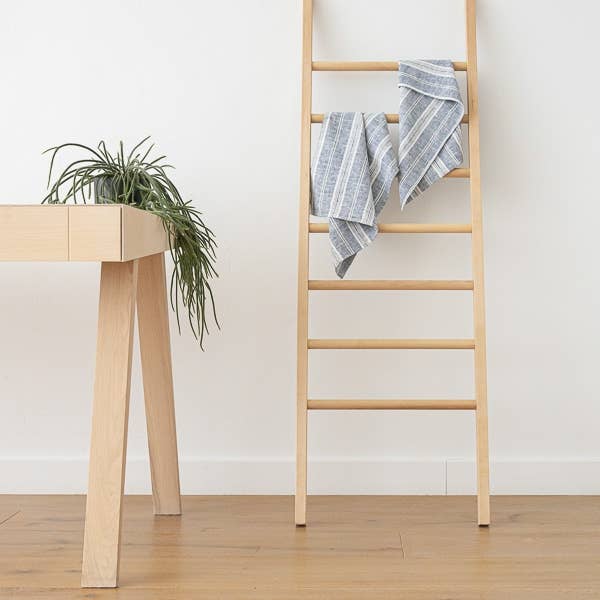 Linen Hand Towels Indigo Multistripe