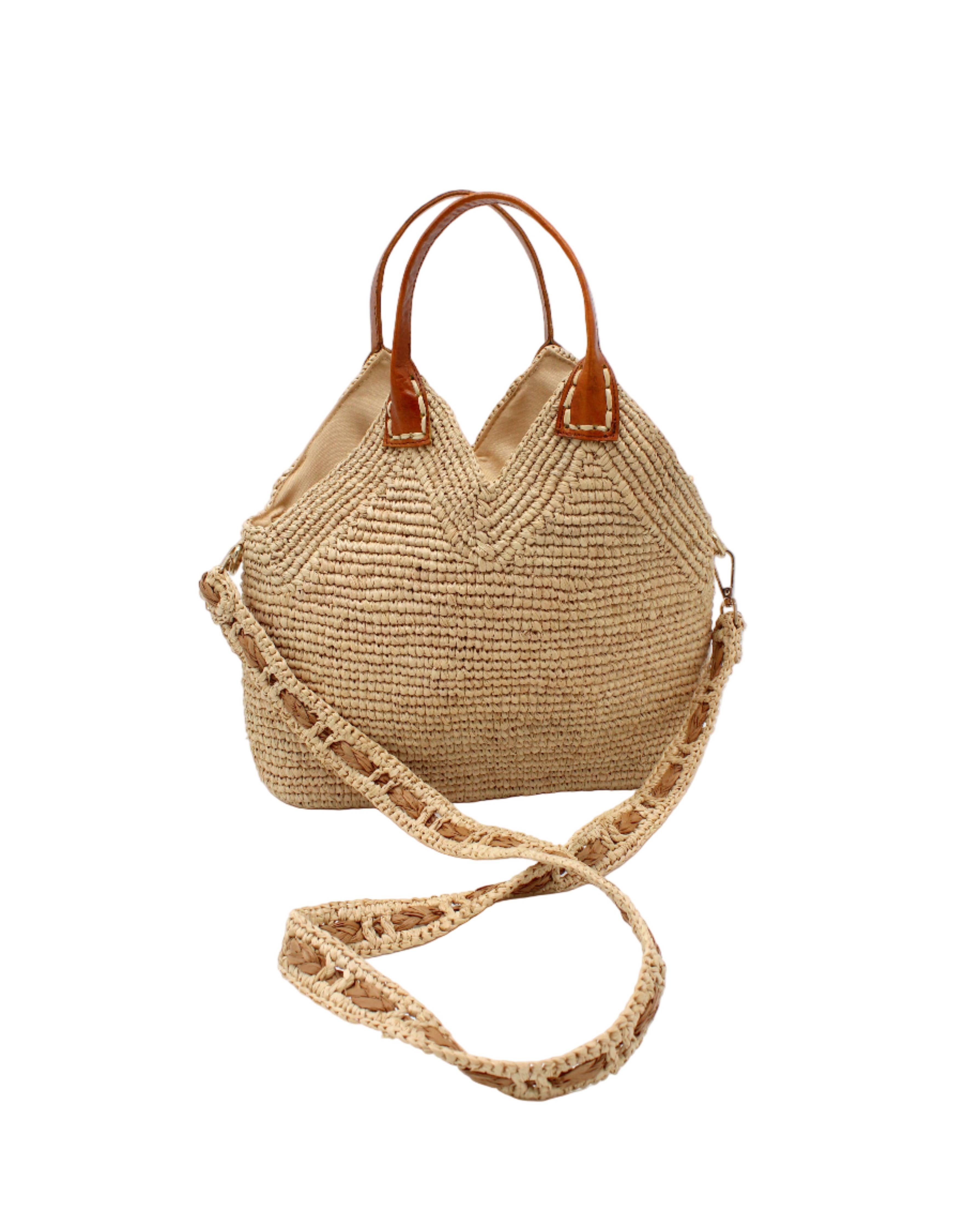 Victoria Crochet Straw Handbag Convertible Crossbody Bag