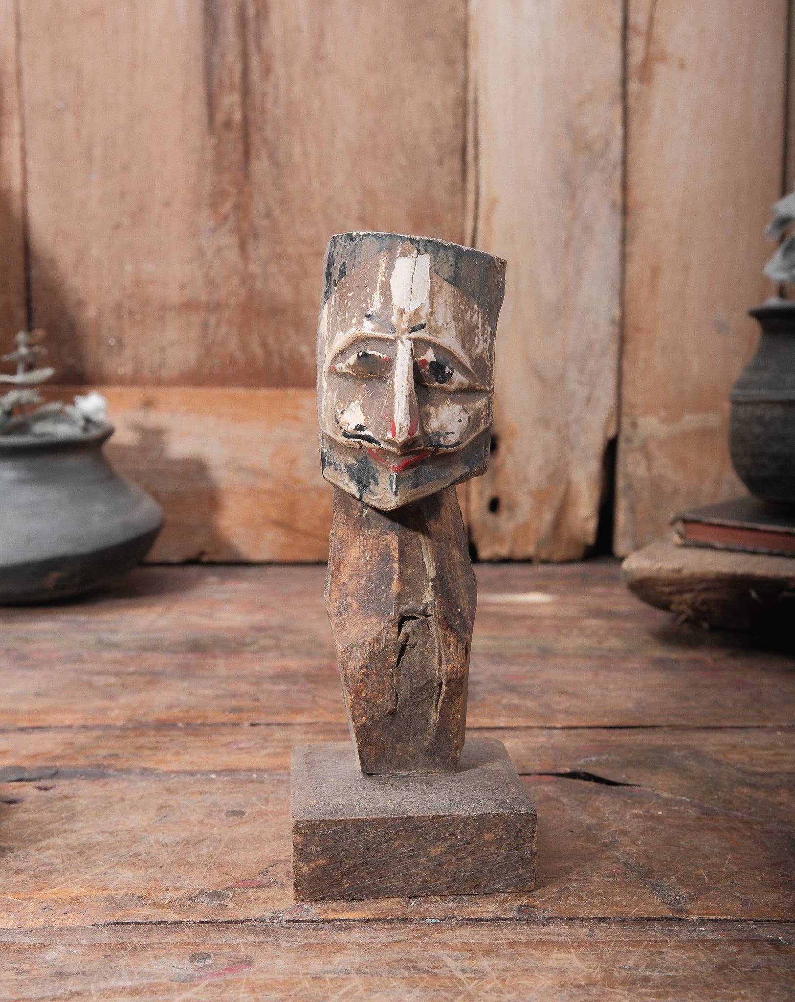 Vintage Hand Carved Wooden Figure | Folk Art Sculpture