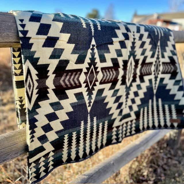Southwest Alpaca Queen/Throw Blanket – Forest Reversible