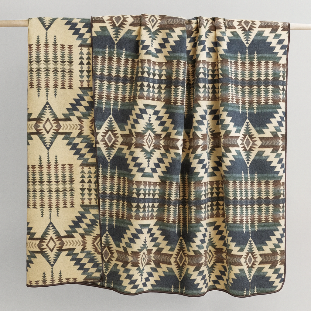 Southwest Alpaca Queen/Throw Blanket – Forest Reversible