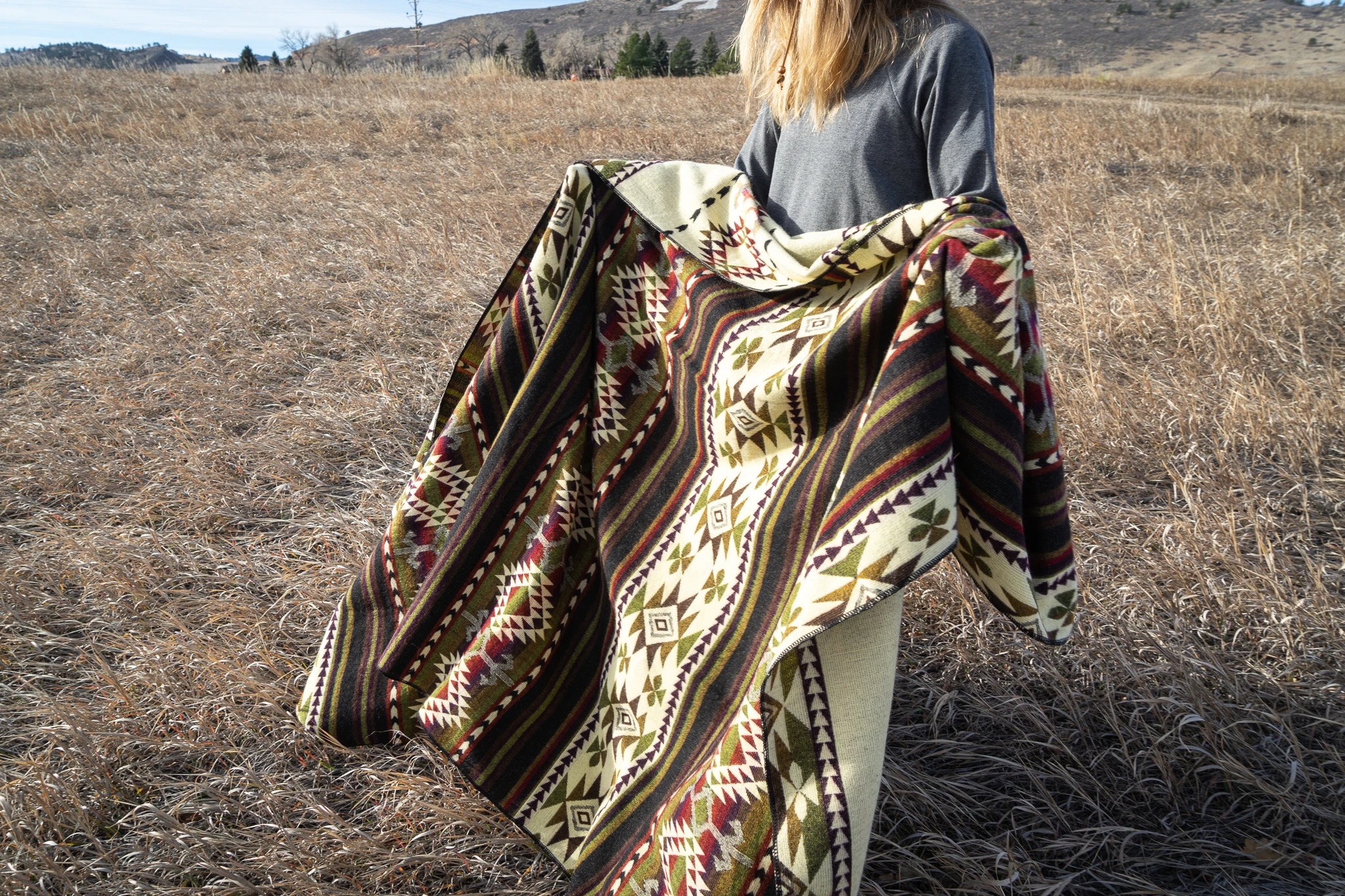 Andean Alpaca Wool Blanket - Cactus Green