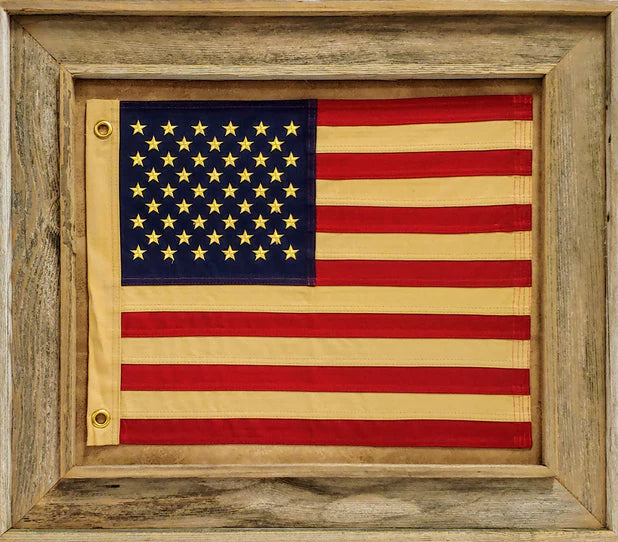 Barnwood American Flag with Grommets 20x40