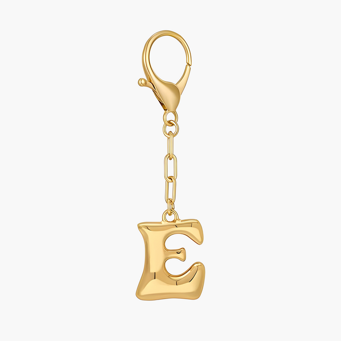 Bubble Letter Initial Keychain & Bag Charm - Gold