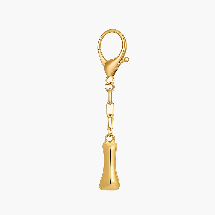 Bubble Letter Initial Keychain & Bag Charm - Gold