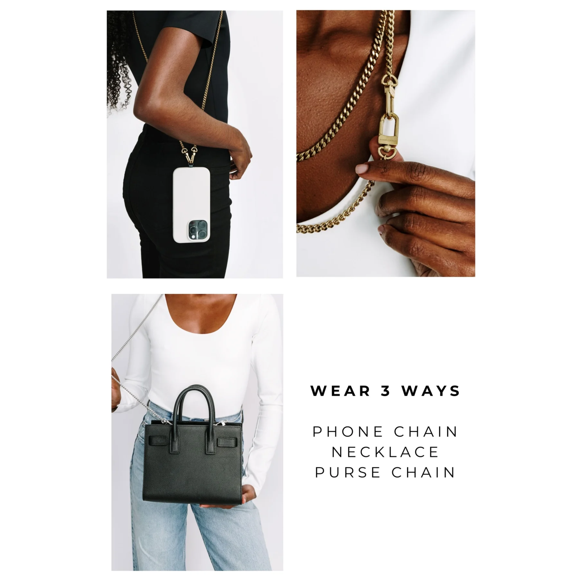 Kelsey Phone Chain (Three in One) - Silver