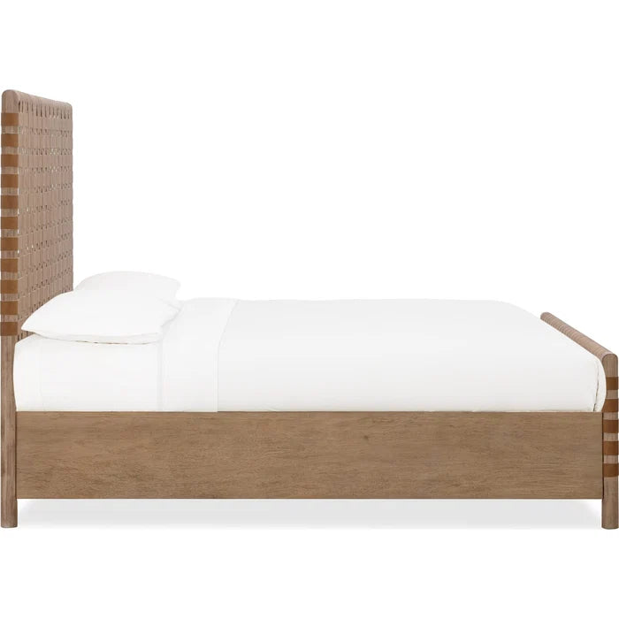 Woven Leather Panel Bed-Eastern King
