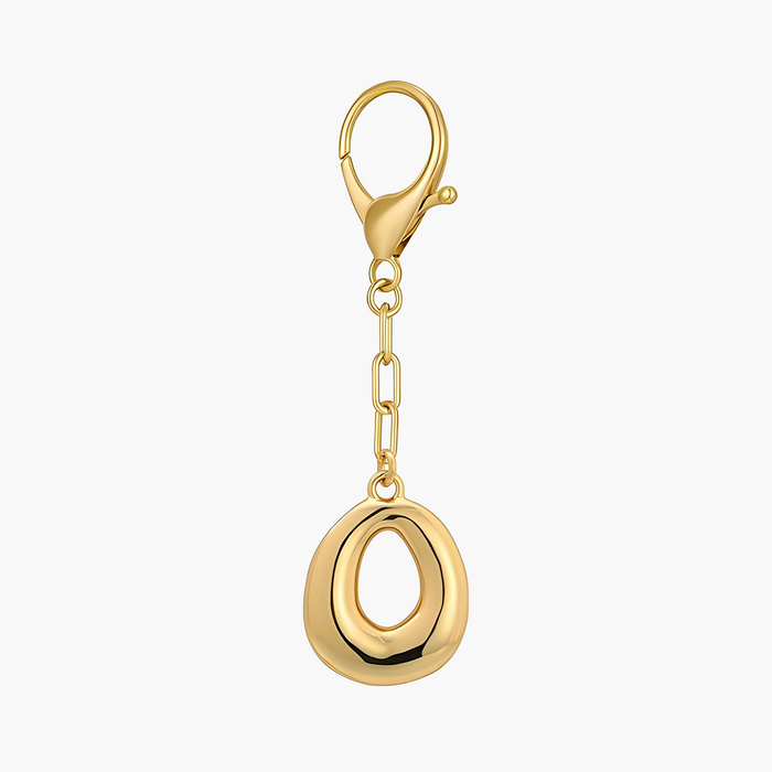 Bubble Letter Initial Keychain & Bag Charm - Gold