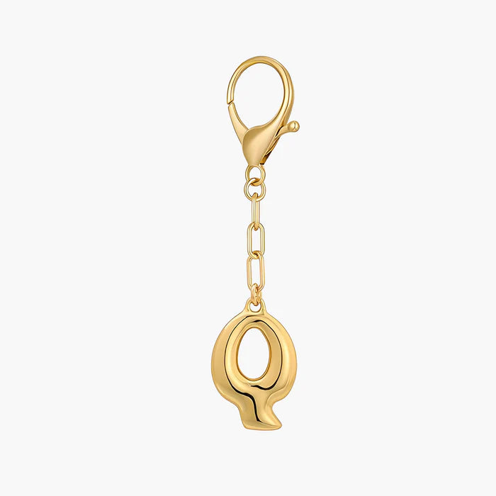 Bubble Letter Initial Keychain & Bag Charm - Gold