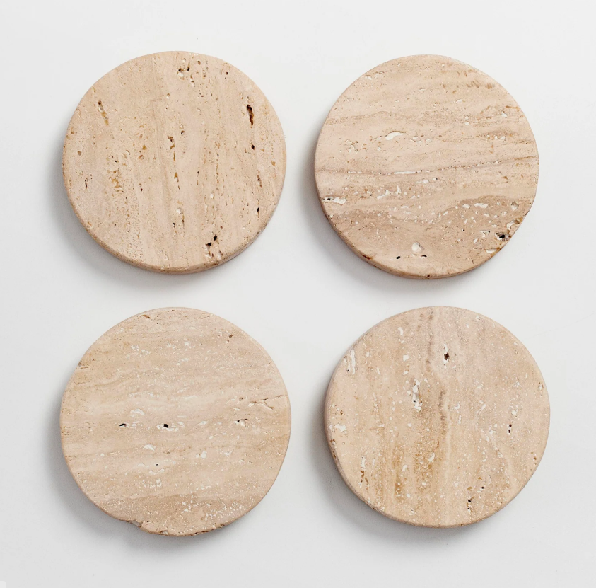 Handmade Travertine Coasters (set of 4)