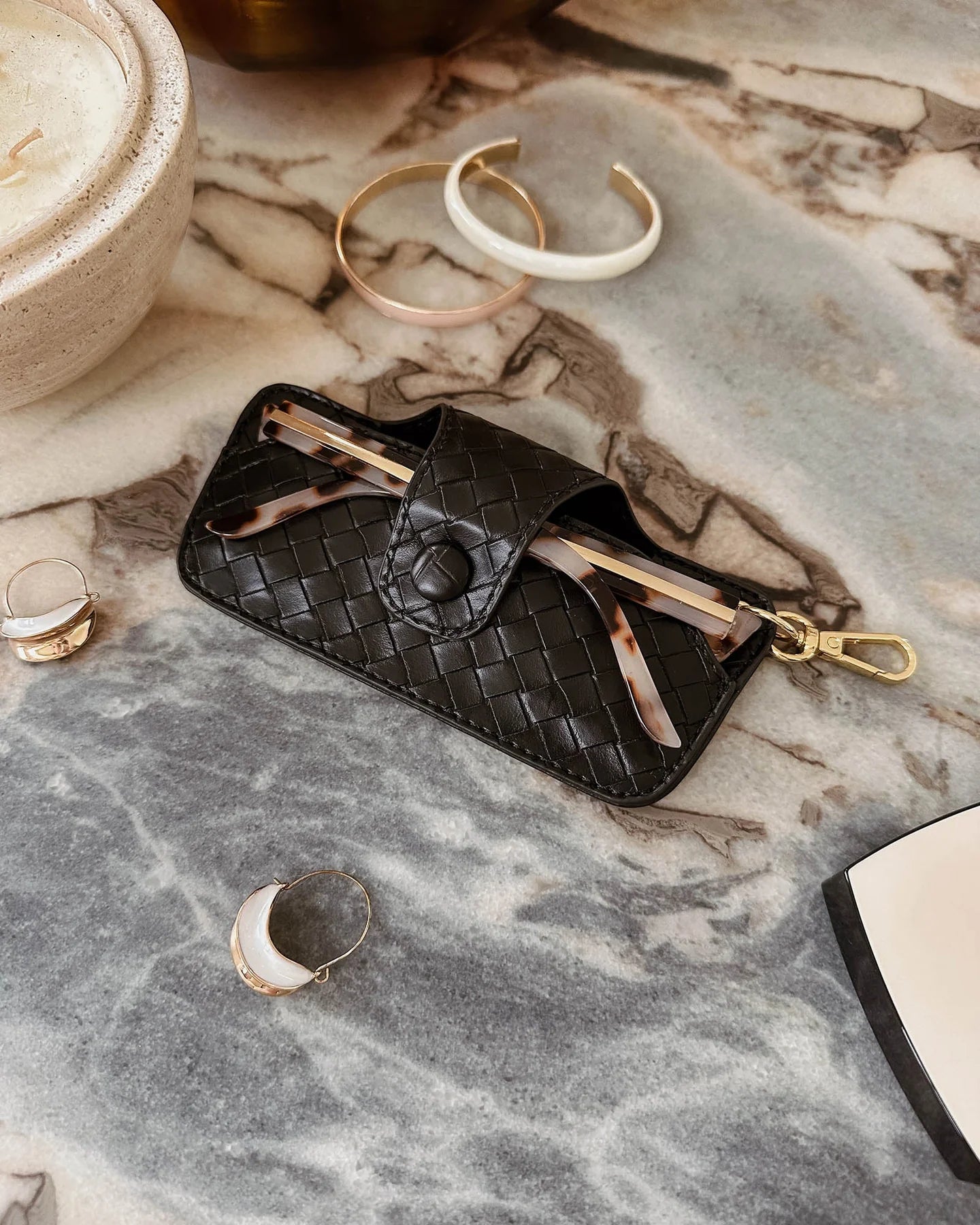 Skittle Sunglass Case - Woven Black