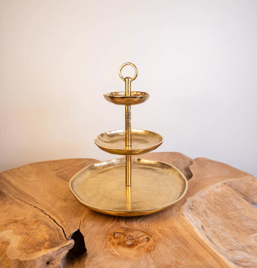 Bowl & Frame: Three-Tier Gold Serving Stand