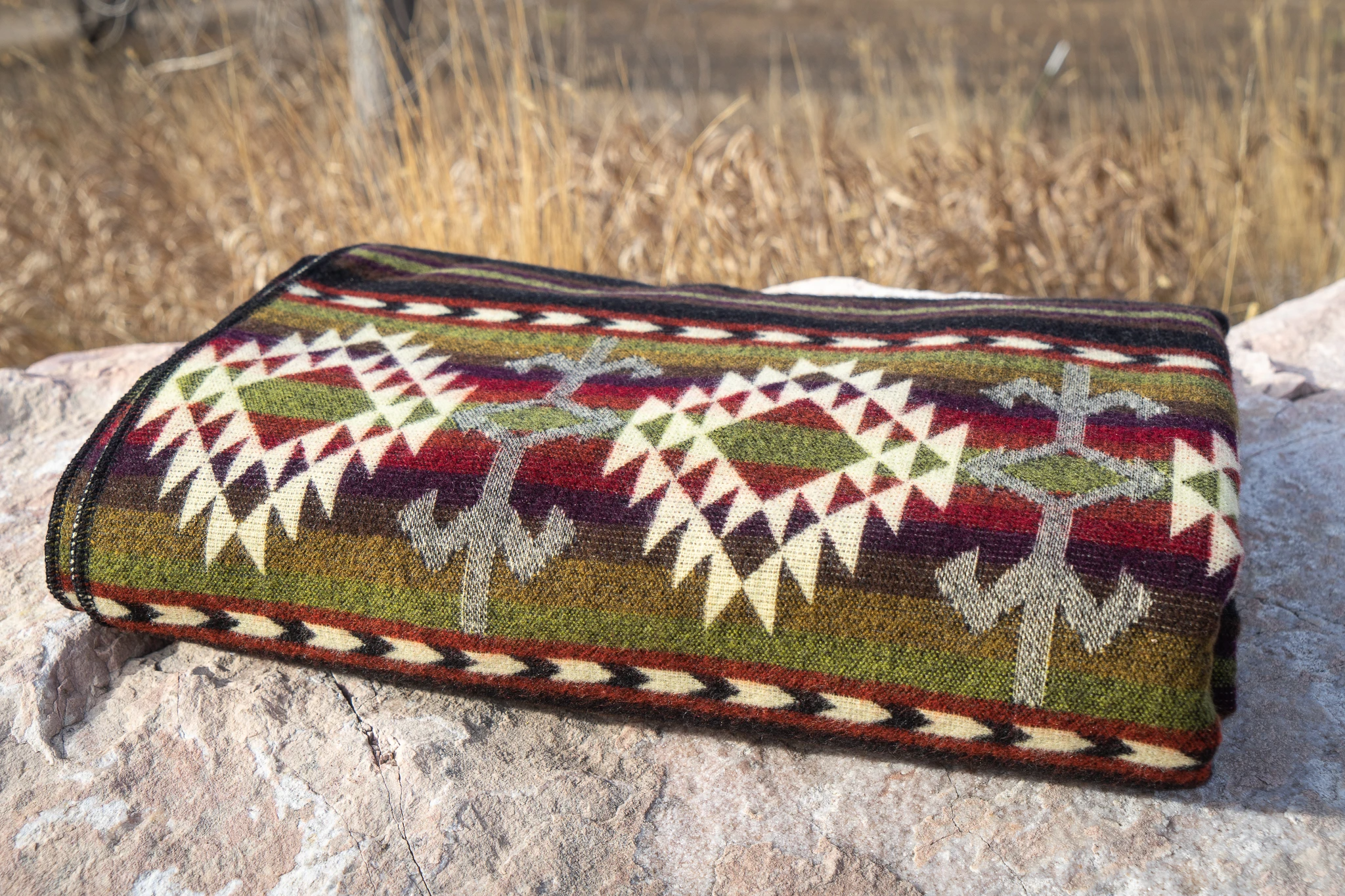 Andean Alpaca Wool Blanket - Cactus Green