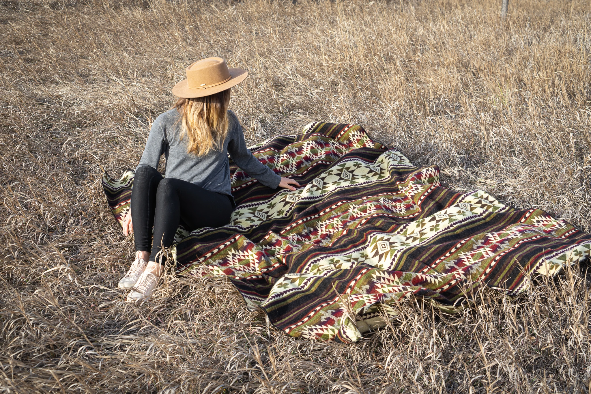Andean Alpaca Wool Blanket - Cactus Green