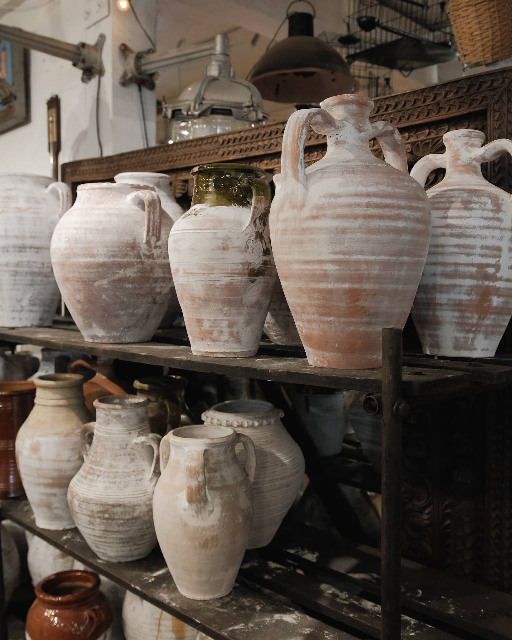 Vintage Whitewash Terracotta Urn