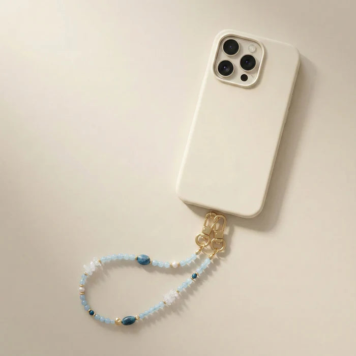Natural Stone Phone Chain - Blue Agate