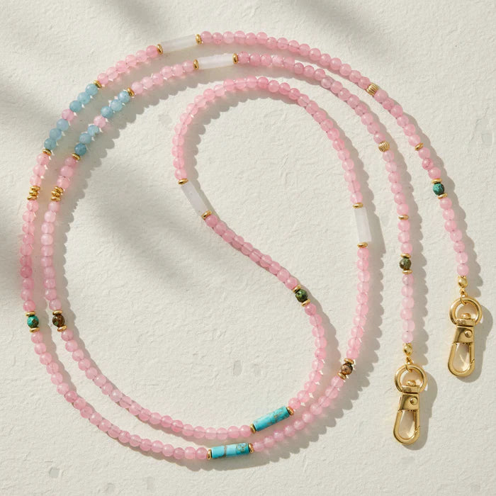 Natural Stone Phone Chain - Pink Jade