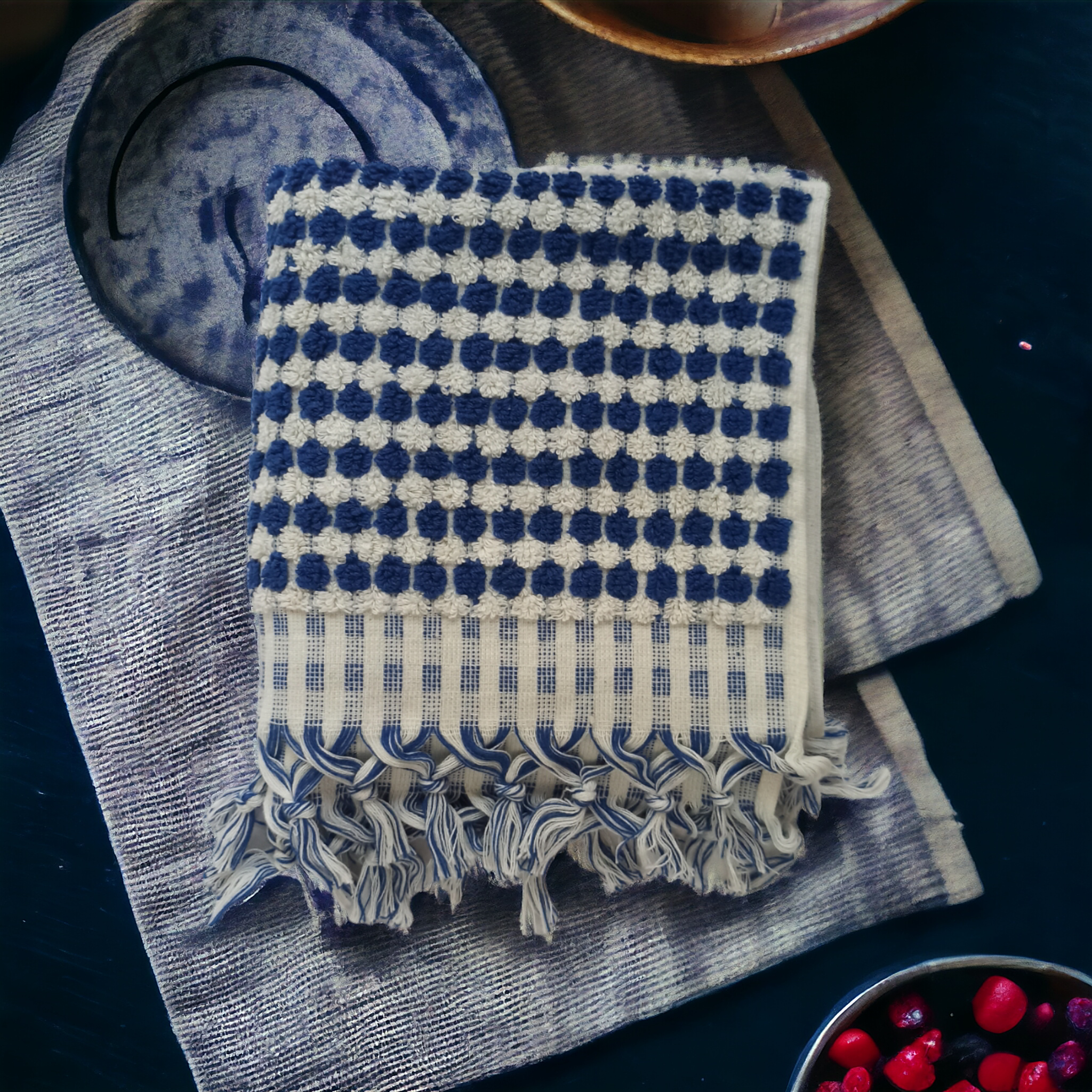 Pompom Bubble Turkish Hand Towel