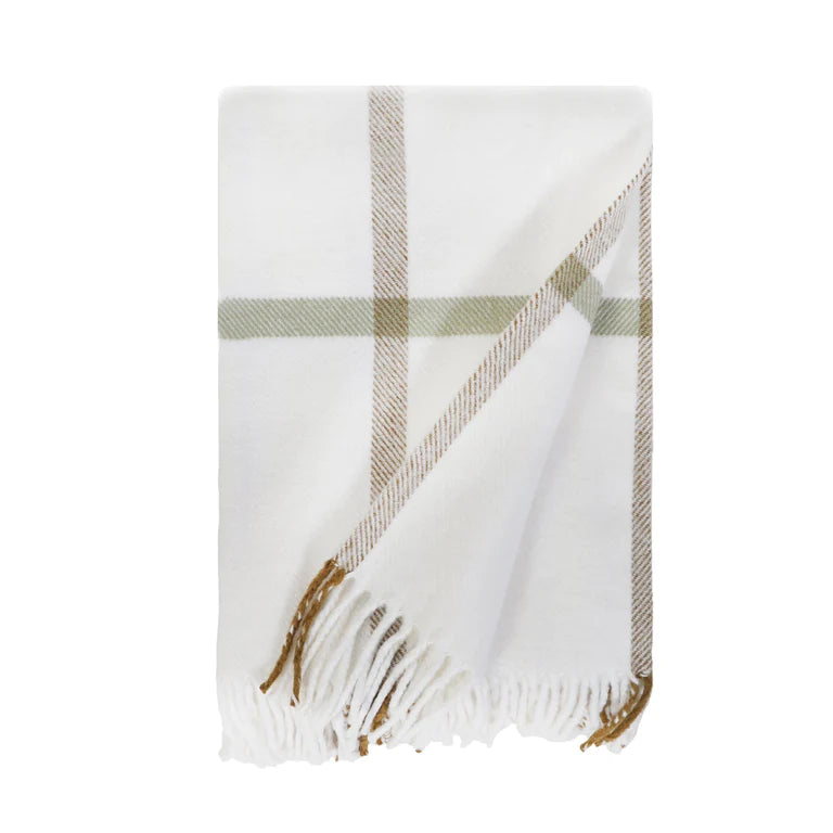 POM POM COPENHAGEN BLANKET COLLECTION - WHITE/OLIVE