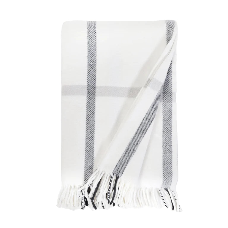 POM POM COPENHAGEN BLANKET COLLECTION - WHITE/GREY