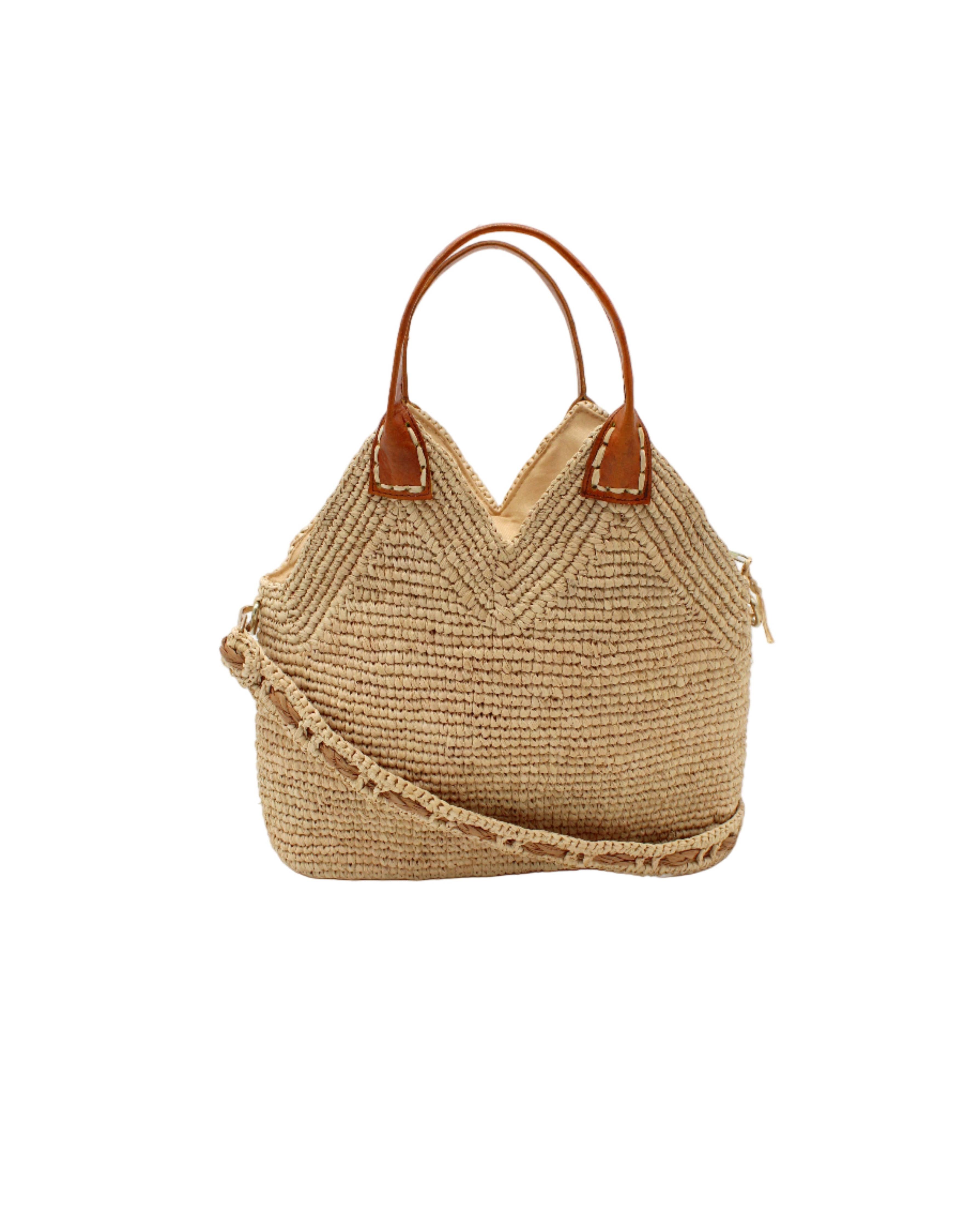 Victoria Crochet Straw Handbag Convertible Crossbody Bag