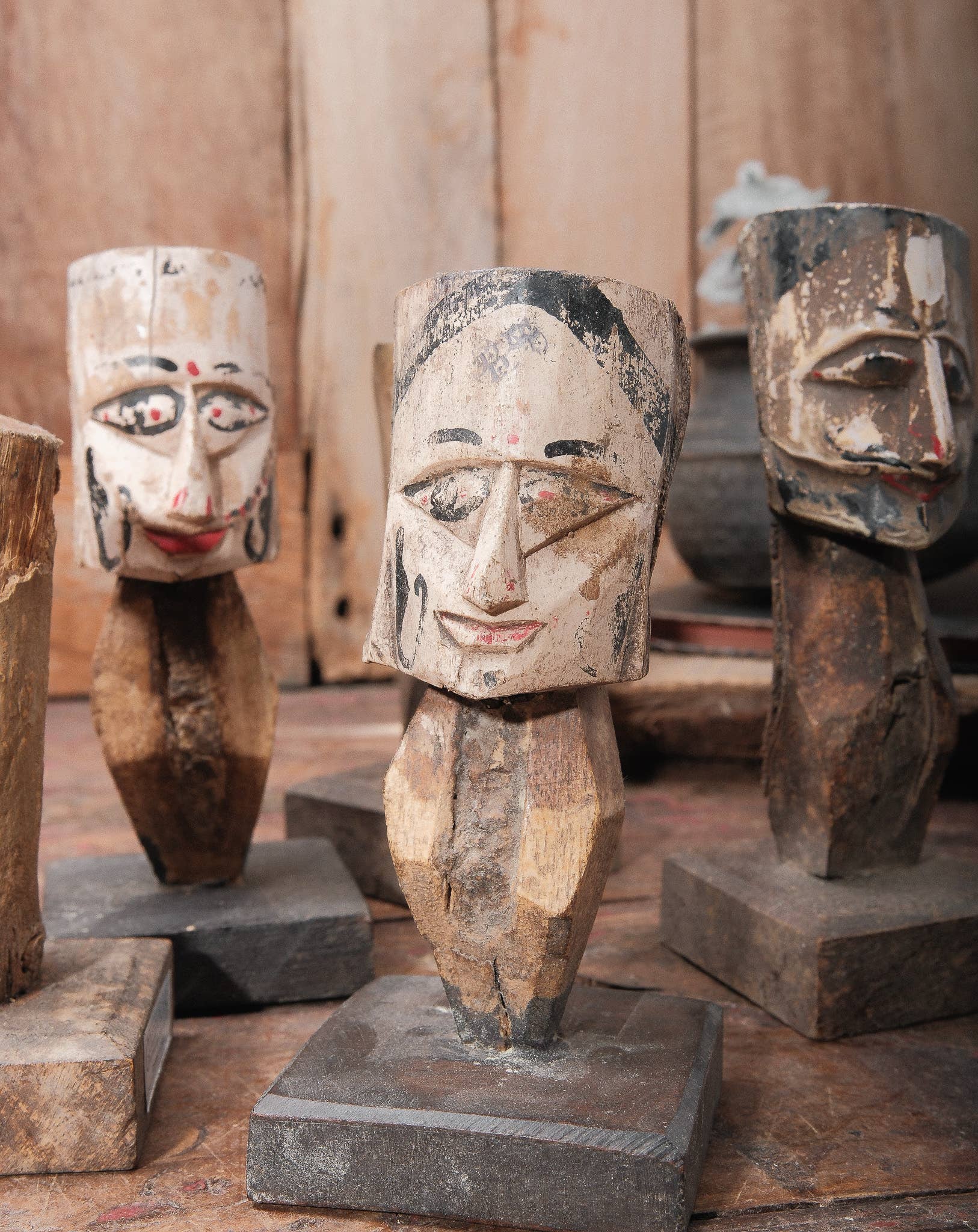 Vintage Hand Carved Wooden Figure | Folk Art Sculpture