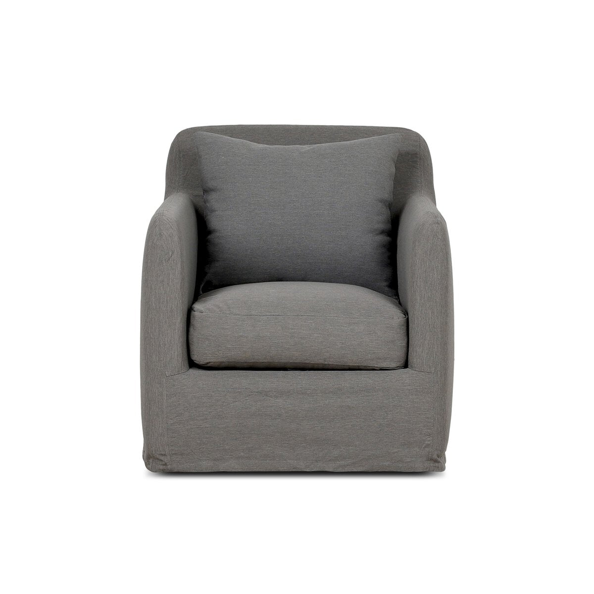 David Outdoor Slipcovered Swivel Chair
