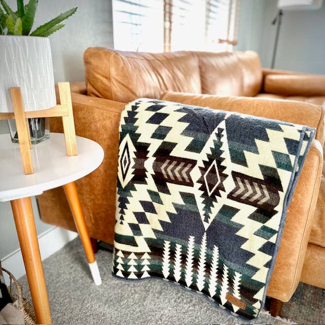 Southwest Alpaca Queen/Throw Blanket – Forest Reversible