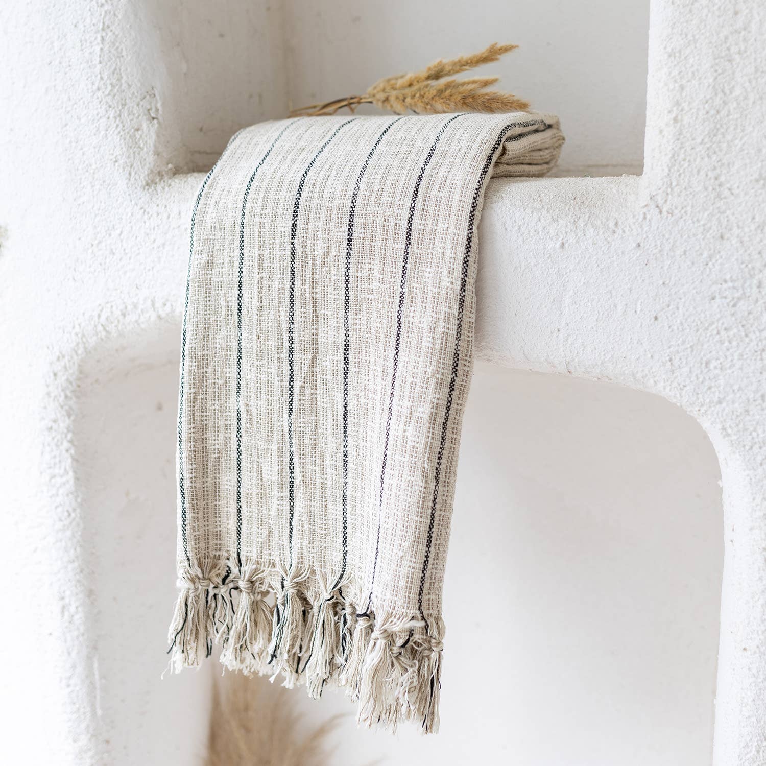 Turkish Bath & Beach Towel - Natural & Black