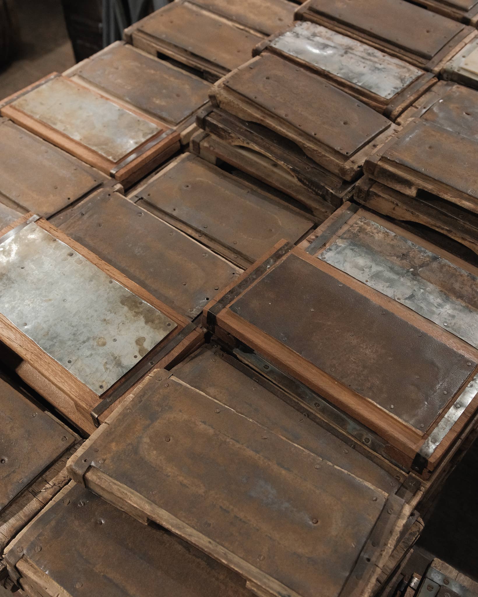Vintage Metal-Topped Wooden Risers
