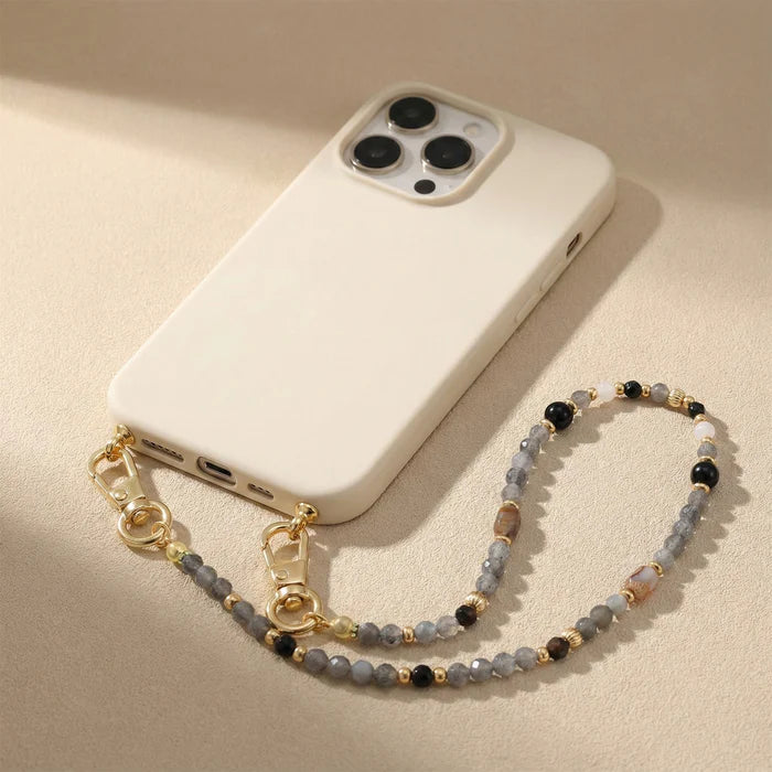 Natural Stone Phone Chain - Gray Agate