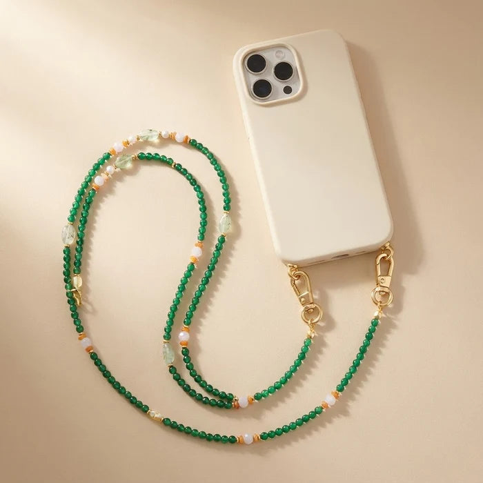 Natural Stone Phone Chain - Green Agate
