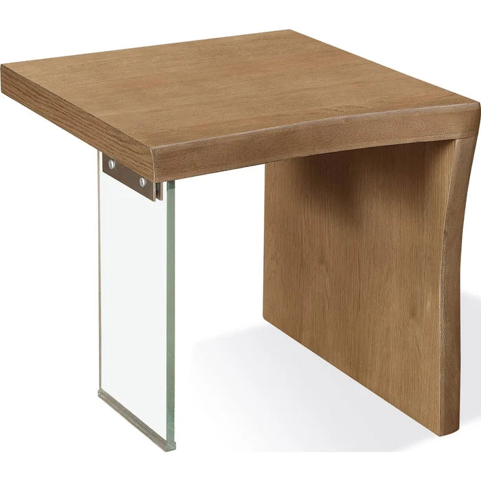 Live-Edge Oak & Glass End Table